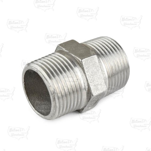 1" 304 Stainless Steel Hex Pipe Nipple, MNPT threaded