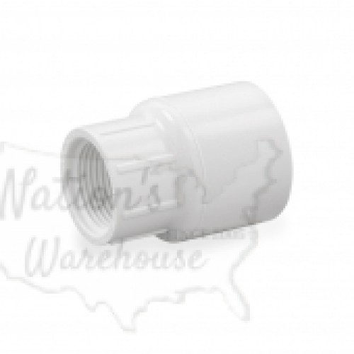 3/4" Barbed Insert x 1" Female NPT Threaded PVC Reducing Adapter, Sch 40, White