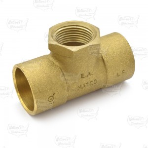 Matco Norca CRTF0504LF 1" C x 1" C x 3/4" Female Thread Cast Brass Adapter Tee, Lead Free