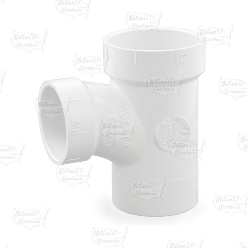 2" x 2" x 1-1/2" PVC DWV Sanitary Street Tee (Spigot x Socket x Socket)