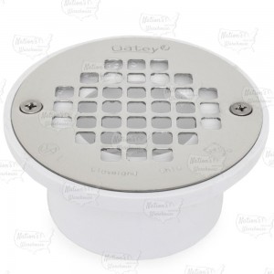 Ultra-Low Profile PVC Floor Drain w/ Round St. Steel Strainer, 2" Hub x 3" Inside Fit