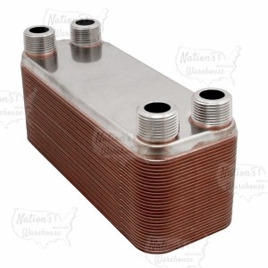 Everhot BT4x12-50 4-1/4" x 12" Brazed Plate Heat Exchanger, 50-Plate, 1"