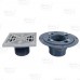 Square PVC Shower Tile/Pan Drain w/ Matte St. Steel Strainer, 2" Hub x 3" Inside Fit (less test plug)