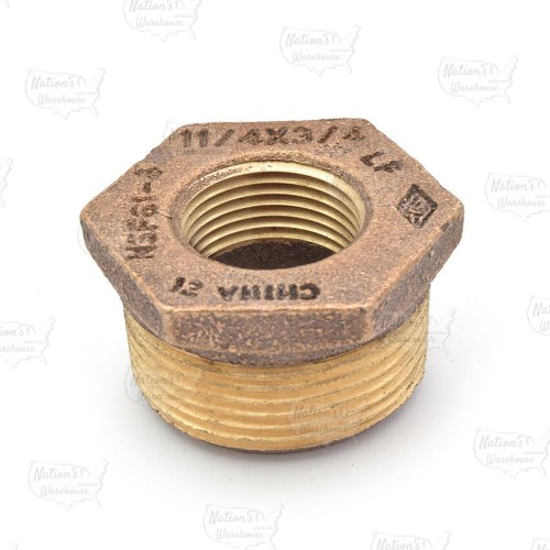 1-1/4" MPT x 3/4" FPT Brass Bushing, Lead-Free