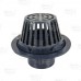 PVC Roof Drain w/ Enameled Cast Iron Dome Strainer, 4" PVC Hub