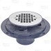 Round PVC Shower Pan Drain w/ Screw-on 19-Gauge St. Steel Strainer, 2" Hub x 3" Inside Fit (less test plug)