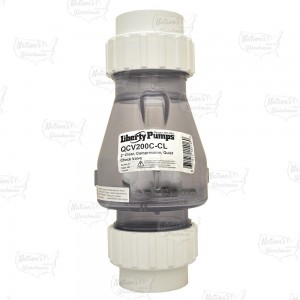 2" Clear Quiet PVC Check Valve w/ Unions, Compression