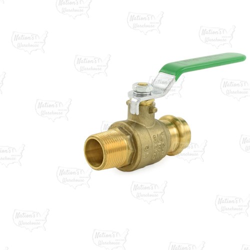 3/4" Press x 3/4" MPT Threaded Brass Ball Valve, Full Port, Lead-Free