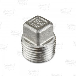 1/2" 304 Stainless Steel Square Head Plug, MNPT threaded