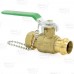 3/4" Press x 3/4" Male Garden Hose Brass Ball Valve w/ Cap & Chain, Lead-Free