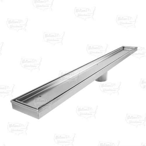 30" long, StreamLine Stainless Steel Linear Shower Pan Drain w/ Tile-in Strainer, 2" PVC Hub