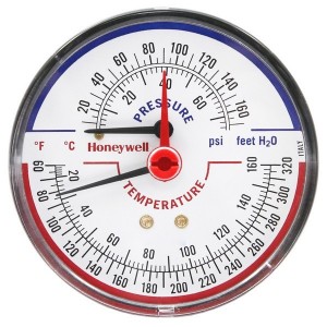 Honeywell TD-090 3-1/8" Teperature & Pressure Tridicator, Male NPT