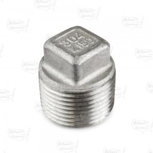 3/4" 304 Stainless Steel Square Head Plug, MNPT threaded