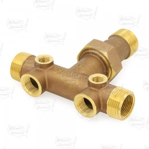 1" MPT x 4-1/2" Union Brass Short Well Tank Tee (Lead-Free)