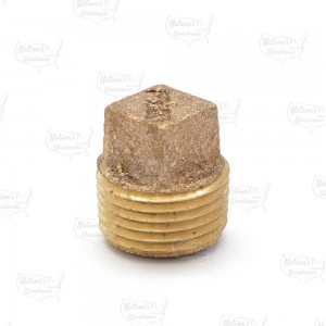 3/8" MPT Square-Head Brass Plug, Lead-Free