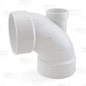 4" PVC DWV 90° Elbow w/ 2" Low Heel Inlet