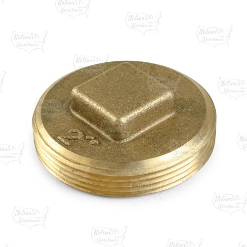 Heavy-Duty Brass Threaded Cleanout Plug w/ Raised Square Head, 2" MIP