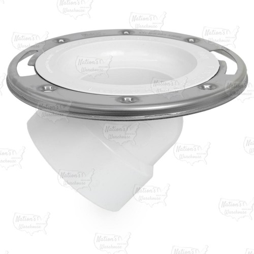 3" Hub x 4" Inside Fit, 45° Offset PVC Closet Flange w/ St. Steel Ring