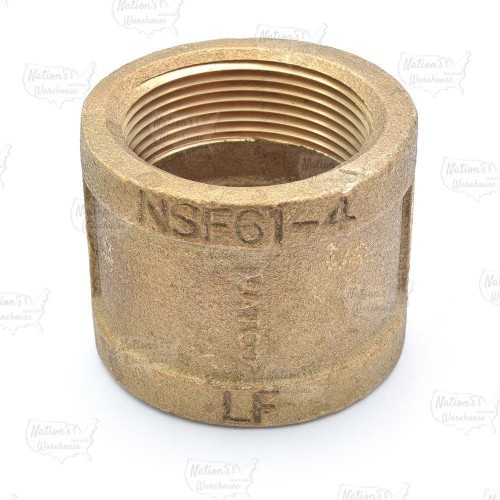 1-1/2" FPT Brass Coupling, Lead-Free