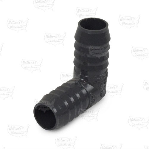 1" Barbed Insert 90° PVC Elbow, Sch 40, Gray