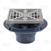 Square PVC Shower Tile/Pan Drain w/ Polished St. Steel Strainer, 2" Hub x 3" Inside Fit (less test plug)