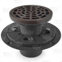 Round Tile-in PVC Shower Pan Drain w/ Screw-on Oil Rubbed Bronze Strainer & Ring, 2" Hub x 3" Inside Fit