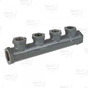 4-Branch Gas Manifold, 3/4" FIP Inlet/Outlet x 1/2" FIP Branches