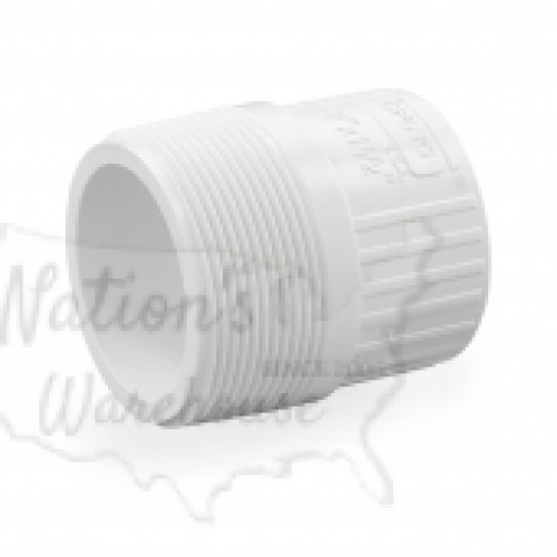 1-1/2" Barbed Insert x 2" Male NPT Threaded PVC Reducing Adapter, Sch 40, Gray