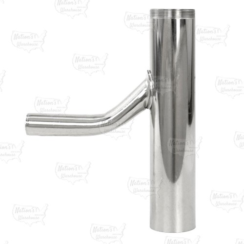 1-1/4" x 6", 22GA Tubular Trap-Ease Trap Primer Tailpiece w/ 1/2" (5/8" OD) Branch Outlet, Threaded, Chrome