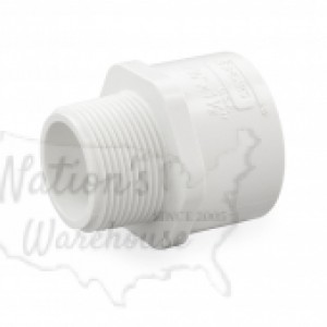 1-1/2" Barbed Insert x 1-1/4" Male NPT Threaded PVC Reducing Adapter, Sch 40, Gray