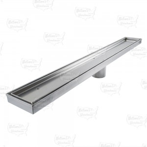 26" long, StreamLine Stainless Steel Linear Shower Pan Drain w/ Tile-in Strainer, 2" PVC Hub