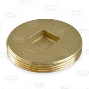 Heavy-Duty Brass Threaded Flush Cleanout Plug w/ Countersunk Square Head, 3" MIP