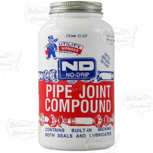 No-Drip Pipe Joint Compound w/ Brush Cap, 16 oz (1 pint)