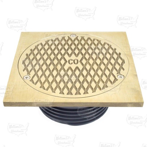 FinishLine Adjustable Cleanout Complete Assembly, Square, Nickel-Bronze, PVC 3" Hub x 4" Inside Fit