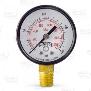 0-200 psi Pressure Gauge, 2" Dial, 1/4" NPT