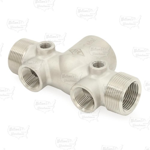 1-1/4" FPT x 1-7/8" Solid 304 Stainless Steel Well Tank Tee, Extension Type