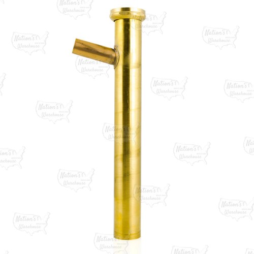 1-1/2" x 12", 22GA, Flanged Dishwasher Tailpiece w/ 3/4" (7/8" OD) Copper Branch Outlet, Rough Brass