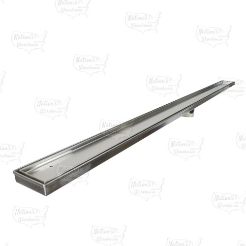 60" long, StreamLine Stainless Steel Linear Shower Pan Drain w/ Tile-in Strainer, 2" PVC Hub