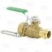 1/2" Press x 3/4" Male Garden Hose Brass Ball Valve w/ Cap & Chain, Lead-Free