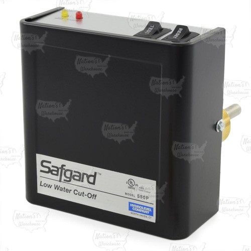 Safgard 550P, Low Water Cut-Off w/ Manual Reset & Test Button, Long Probe, Gas or Oil, 120V