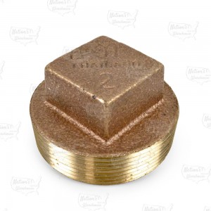 2" MPT Square-Head Brass Plug, Lead-Free