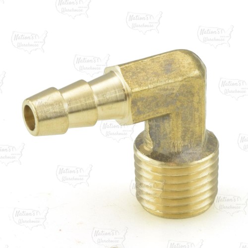 1/4” Hose Barb x 1/4” Male Threaded Elbow, Brass