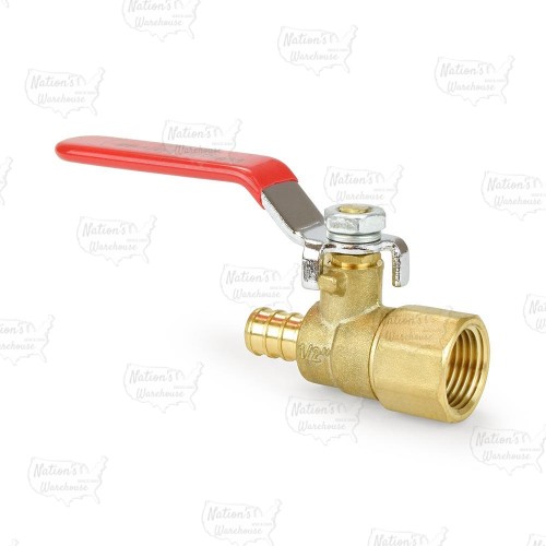 1/2” PEX x NPT Threaded Brass Ball Valve, Full Port