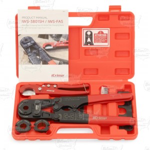 Compact PEX Crimp Tool Kit w/ Pipe Cutter for sizes 3/8", 1/2", 3/4" & 1"