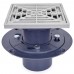 Square PVC Shower Tile/Pan Drain w/ Matte St. Steel Strainer, 2" Hub x 3" Inside Fit (less test plug)