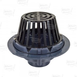 PVC Roof Drain w/ PolyPro Dome Strainer, 3" PVC Hub