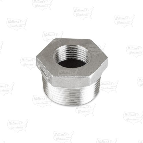 1-1/4" x 3/4" 304 Stainless Steel Hex Bushing, MNPT x FNPT threaded