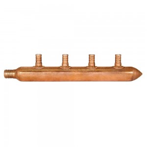 Sioux Chief 672X0490 4-Branch Type L Manifold, 3/4 in PEX x 1/2" in PEX x Closed, Copper