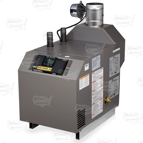 JX-100 MiniTherm Gas-Fired Hot Water Boiler w/ Pump (0-2,000ft), Chimney Vent, 73,000 BTU