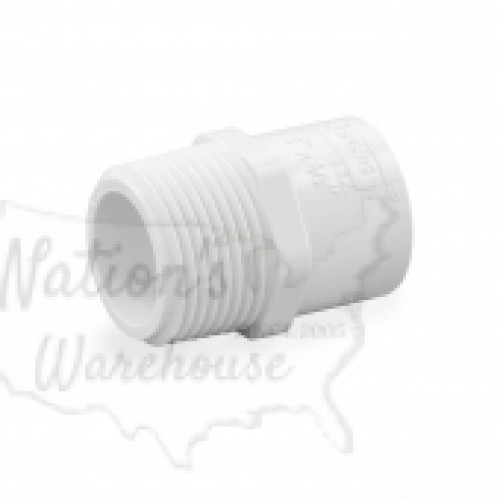 3/4" Barbed Insert x 1" Male NPT Threaded PVC Reducing Adapter, Sch 40, Gray